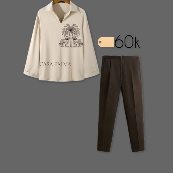 “Casa Palma” Tiger Palm Print Shirt Set
